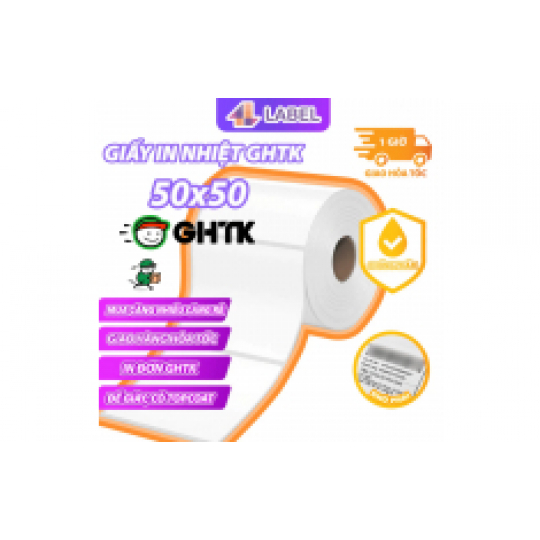 Giấy in nhiệt GHTK 50x50, cuộn 25m gần 500 tem nhiệt cho GHTK