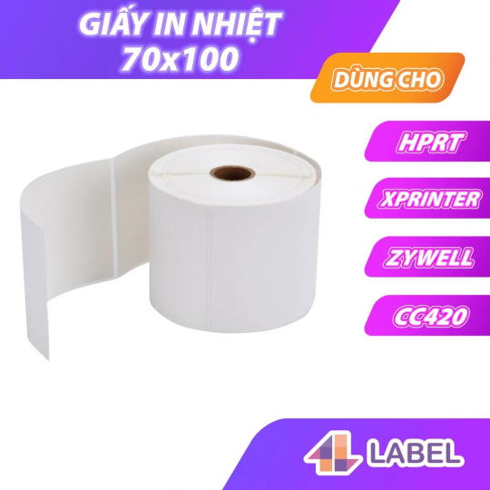 Giấy in nhiệt A7 70x100 dạng cuộn 30m, tem nhiệt 4B Label chuyên dùng in đơn hàng TMDT, siêu tiết kiệm