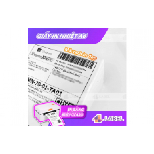 Giấy in đơn hàng TMDT A7 76x130 loại dày, giấy in nhiệt A7 dạng tệp 50 tem tự dính, in không cần mực, in vận đơn, logo 