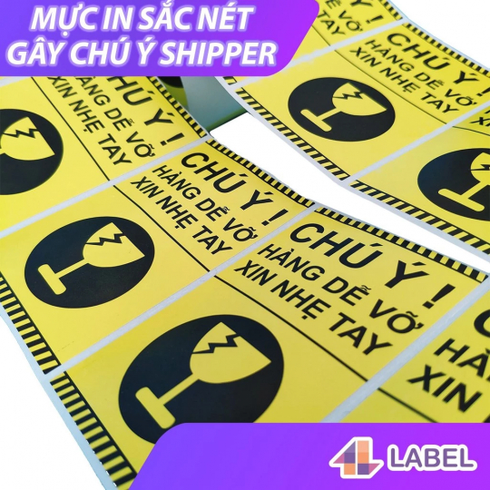 Decal Dán, Nhãn Dán, Tem Dán Lưu Ý Hàng Dễ Vỡ Xin Nhẹ Tay, Có Keo Dính - Size 10x6cm Cán Màng Bóng Chống Nước Chống Trầy (20 cái)