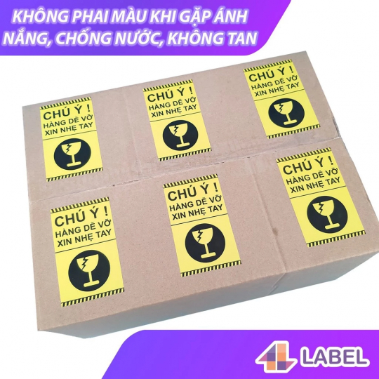 Decal Dán, Nhãn Dán, Tem Dán Lưu Ý Hàng Dễ Vỡ Xin Nhẹ Tay, Có Keo Dính - Size 10x6cm Cán Màng Bóng Chống Nước Chống Trầy (20 cái)