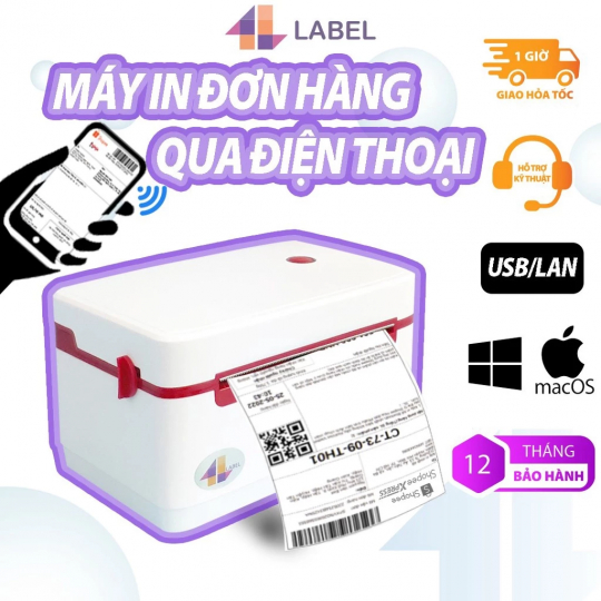 Máy in nhiệt điện thoại A6, Máy in nhiệt ZY909 Printer in đơn hàng nhanh chóng không cần mực, in decal, tem vận chuyển