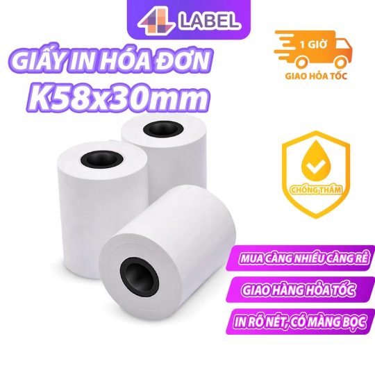 GIẤY IN BILL K57 cho máy in cầm tay, POS, TAXI, GIẤY IN NHIỆT, IN HÓA ĐƠN NHÀ HÀNG, CÀ PHÊ, TẠP HÓA, SIÊU THỊ K80 x 45mm 