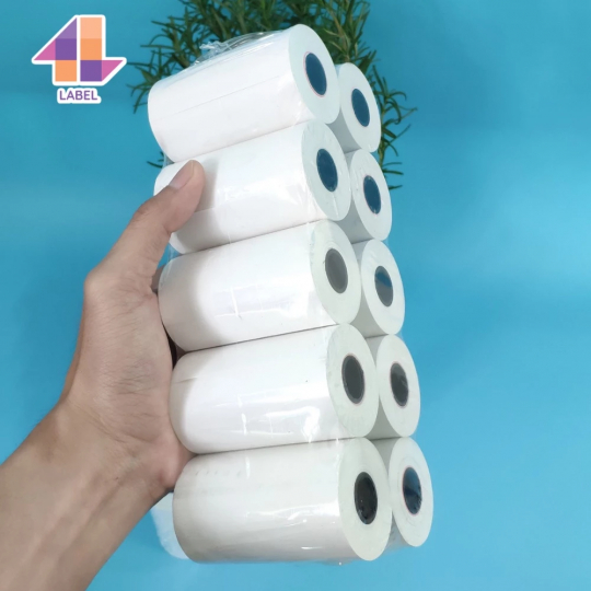 Giấy In Nhiệt 4B Label K80mm x 45mm In Rõ Nét Có Màng Bọc Vàng Chóng Nước Và Ánh Sáng Đảm Bảo Chất Lượng Giấy