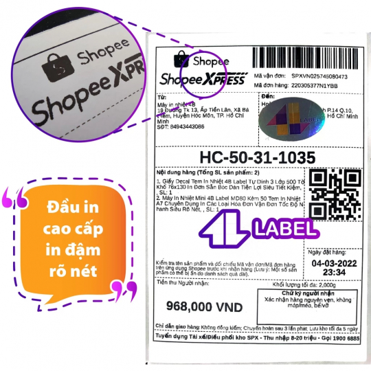 Giấy in nhiệt A7 75x100 dạng cuộn 30m loại dày đẹp, tem nhiệt 4B Label chuyên dùng in đơn hàng TMDT, siêu thiết kiệm