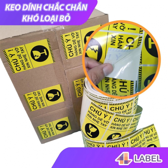 Decal Dán, Nhãn Dán, Tem Dán Lưu Ý Hàng Dễ Vỡ Xin Nhẹ Tay, Có Keo Dính - Size 10x6cm Cán Màng Bóng Chống Nước Chống Trầy (20 cái)