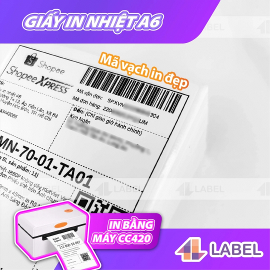 Combo 20 xấp Giấy in nhiệt A6, tem nhiệt A6 100x150 Có Sẵn Lớp Dán, Chống nước, Giấy dày, In Đơn Shopee