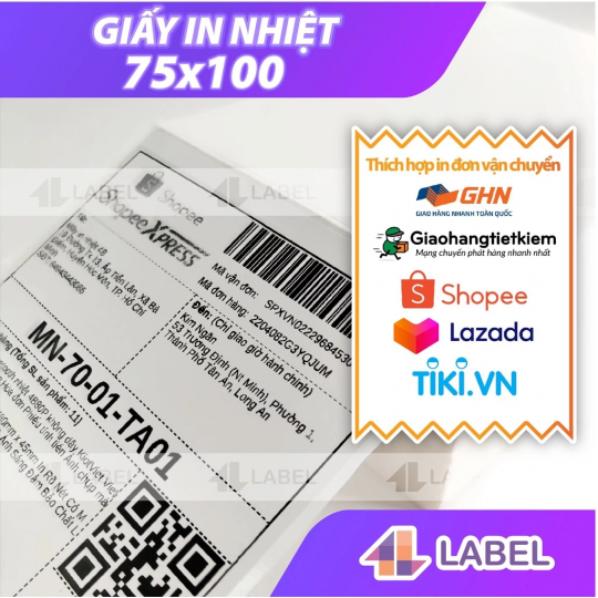 Combo 24 cuộn 75x100, tem nhiệt A7 75x100 Có Sẵn Lớp Dán, Chống nước, Giấy dày, In Đơn Shopee