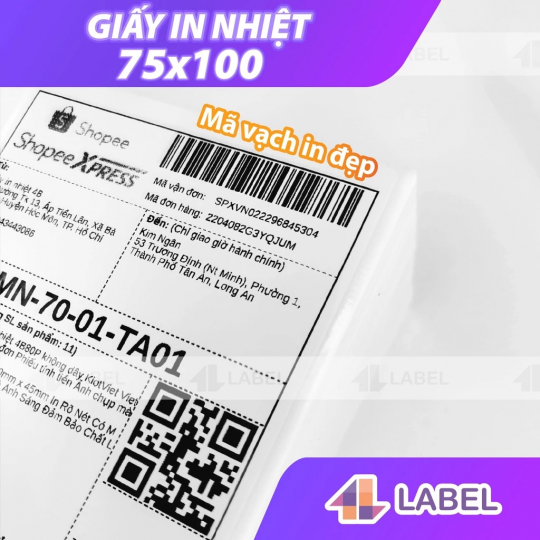 Combo 24 cuộn 75x100, tem nhiệt A7 75x100 Có Sẵn Lớp Dán, Chống nước, Giấy dày, In Đơn Shopee
