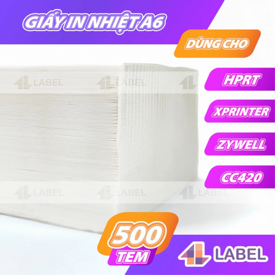 Combo 20 xấp Giấy in nhiệt A6, tem nhiệt A6 100x150 Có Sẵn Lớp Dán, Chống nước, Giấy dày, In Đơn Shopee
