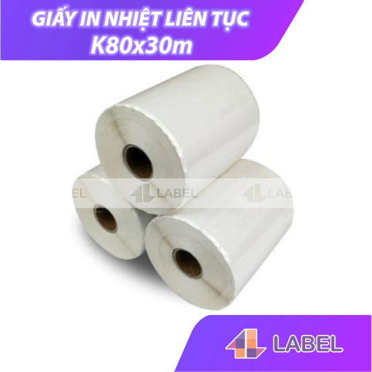 Giấy in nhiệt k80 bóc dán,giấy in liên tục in bill livestream dành cho máy tự cắt khổ 80mm 8cm[LIÊN TỤC CUỘN BỰ CÓ KEO]