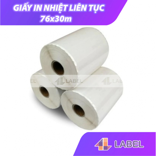 Giấy in nhiệt k76 bóc dán,giấy in liên tục in bill livestream dành cho máy tự cắt khổ 76mm 7.6cm[LIÊN TỤC CUỘN BỰ CÓ K]