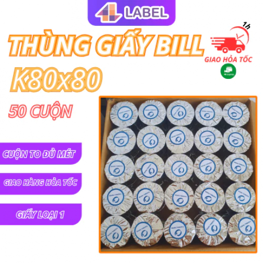 THÙNG Giấy in Bill K80x80 Giấy in hóa đơn, in đơn livestream, giấy in nhiệt
