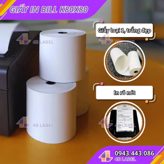 THÙNG Giấy in Bill K80x80 Giấy in hóa đơn, in đơn livestream, giấy in nhiệt