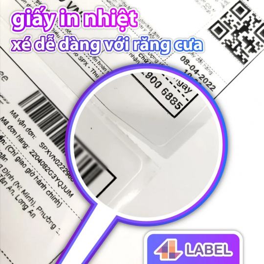 TEM NHỰA NHIỆT 60x40 cuộn 30m - DECAL CHỐNG NƯỚC CÓ KEO SẴN - dùng cho hàng đông lạnh, tem đồ gỗ